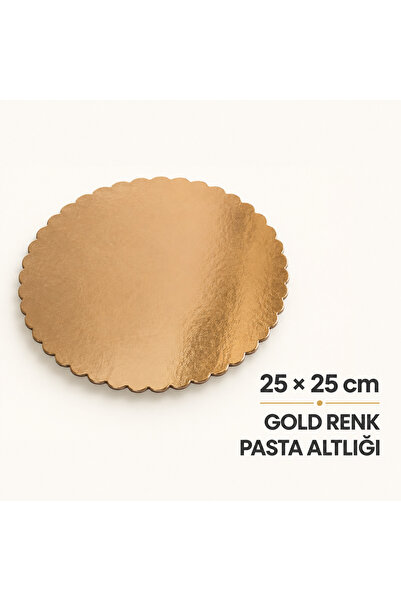 25x25 Gold Renk Kalın Yuvarlak Pasta Altlığı