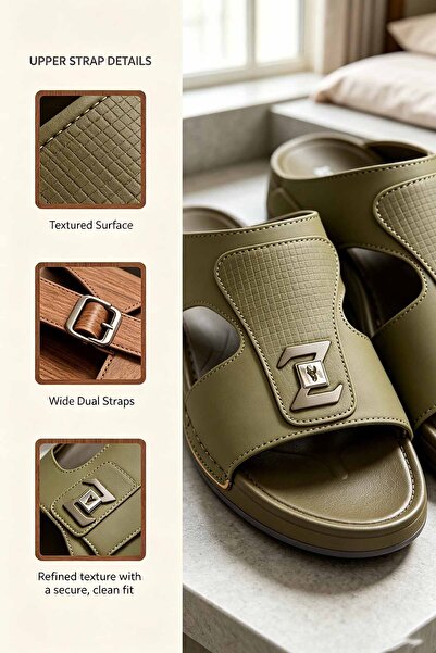 Amity Footwear KSA شباشب رجالية من الجلد الفاخر، صنادل بتصميم عربي، تصميم سهل...