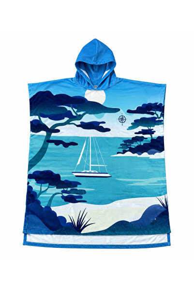 Asva Home Printed Towel Poncho, Unisex, 80X100 Oversized Beach, Pool and Afte...