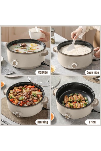 Sumkyle Electric Cooker, 3L Non-Stick Sauté Pan, Hot Pot Electric with Steamer, Multi-functional Cooker for Stir Fry, Steak, Noodles, Soup Soup with Power Adjustment