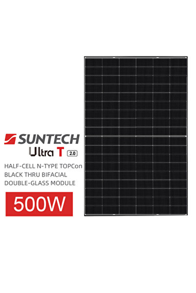 SUNTECH Modul Solar Ultra T 2.0 500W HALF-CELL N-TYPE TOPCon Negru Bifacial c...