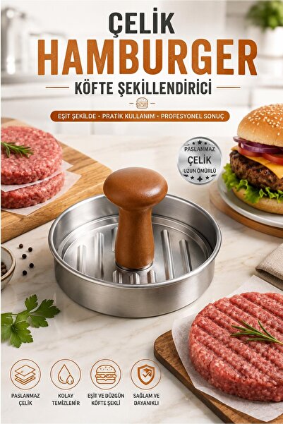 Kitchen Beauty Hamburger Köfte Presi Pratik Köfte Yapma Aparatı Metal Kıyma Burger Press Şekillendirici Kalıp