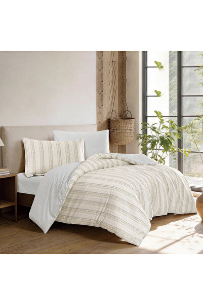 Pazar Home Bedding مفرش بازار هوم هيرث قطني كوين 4 قطع 240 × 220 سم بحشوة مخيطة