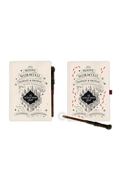 Erik Harry Potter Marauders Map A5 premium notebook + wand pen