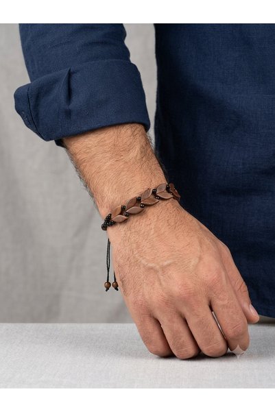 Altın express Genuine Kuka Tree Special Leaf Cut Handmade Adjustable Macrame Men's / Women's Bracelet