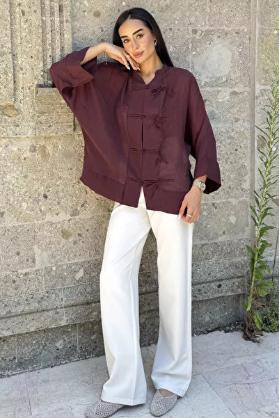 TOZLU Gülseli Women's Style Button Detailed Loose Shirt