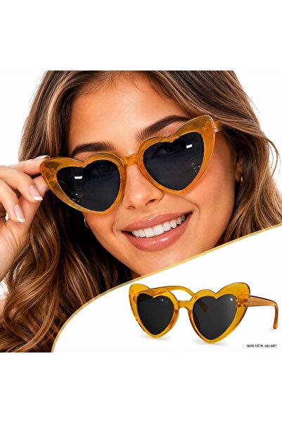 ZERO LAND Spt-Gld Amber Color Heart Shaped (132229) Party Glasses