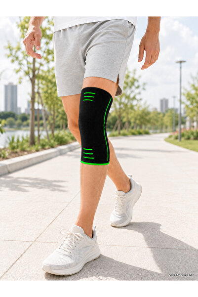 ZERO LAND Spt-Gld Green Striped Black (130453) Knitted Leggings