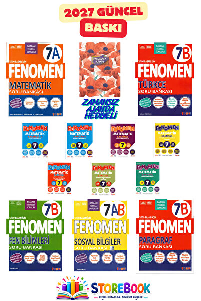 Fenomen Yayıncılık 7.Sınıf Mat A+Mat Fasikül+Fen B+Türkçe B+Paragraf B ve Sos...