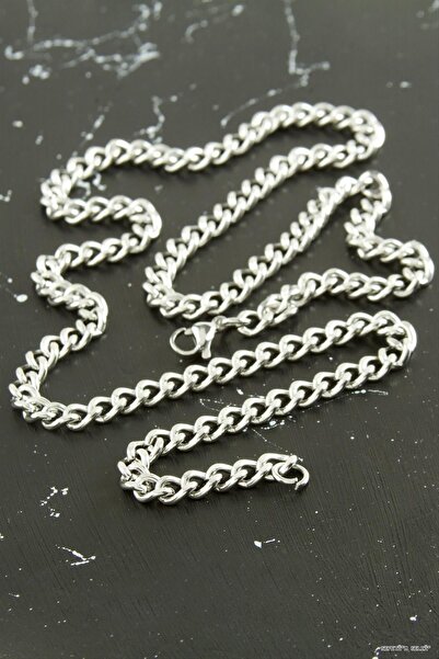 ZERO LAND Spt-Gld Flat Chain Steel Necklace 55 cm (131814) Silver Color