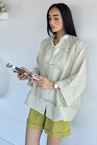 TOZLU Gülseli Women's Style Button Detailed Loose Shirt
