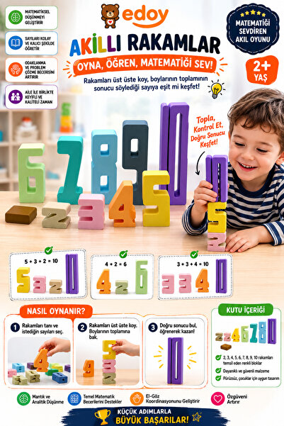 edoy Eğitici Rakam Blokları Çocuklar İçin Matematik Toplama Öğrenme Zeka ve S...