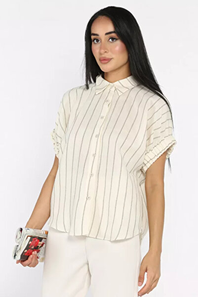 TOZLU Gülseli Elastic Sleeve Short Shirt