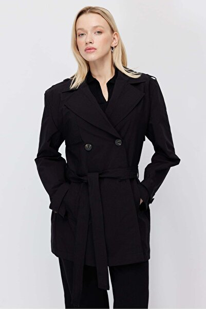 PAULMARK Women's Belted Short Trench Coat