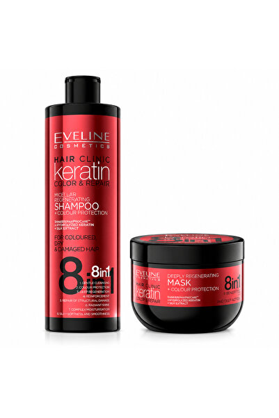 Eveline Cosmetics Set Eveline Hair Clinic Keratin – Șampon 400 ml + Mască 500...