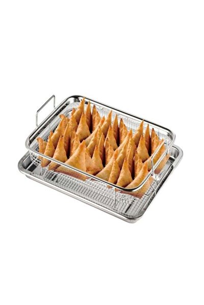 Generic صينية وسلة ووعاء من الستانلس ستيل للقلي في الفرن والقلاية الهوائية، أ...