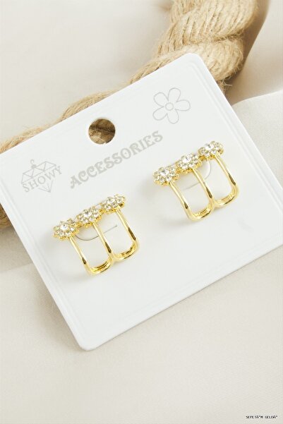 ZERO LAND Spt-Gld Star Stone (133807) Earrings Yellow