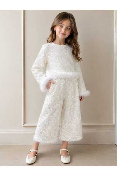 gmax Girl's Set with Fur and Sequin Accents