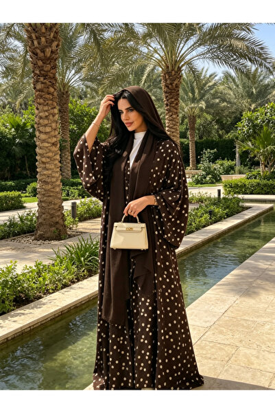 Classy She Elegant Polka Dot Print Abaya Suit (With Matching Headscarf)
