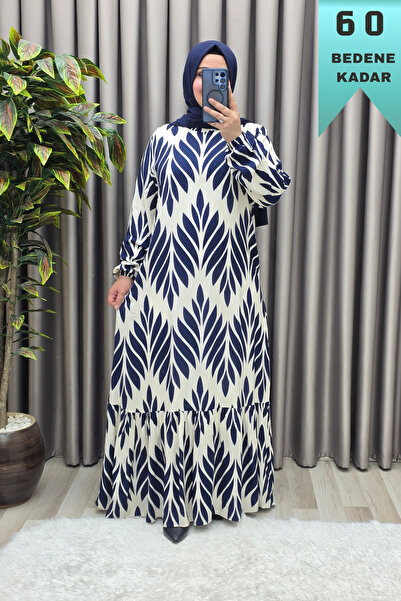 Elmas Tesettür Women's Islamic Clothing Plus Size Wheat Pattern Dress