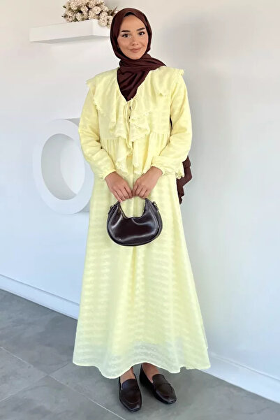 TOZLU Collar Folded Lace Detailed Blouse Skirt Hijab Double Set