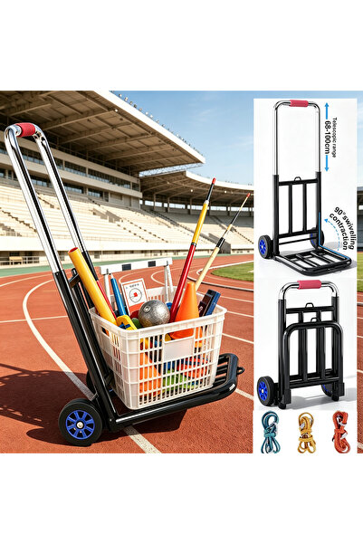 YESMAX Folding Hand Truck, Portable Dolly Cart, Luggage Cart with 3 Elastic R...