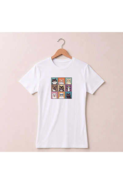 Petgifts Tricou Personalizat "Feline Friends" - Bumbac 100% Alb Marime M