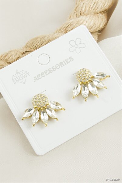 ZERO LAND Spt-Gld Flower Stone (133723) Earrings Yellow