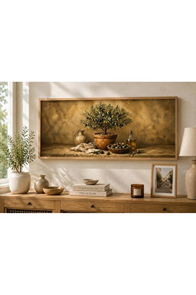 dekorodam Ahşap Çerçeveli Panoramik Oturma Odası Salon Tablosu