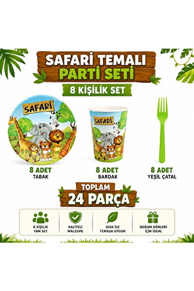 Bkmc Set za rođendansku proslavu sa safari temom | Za 8 i 16 osoba | Set tanj...
