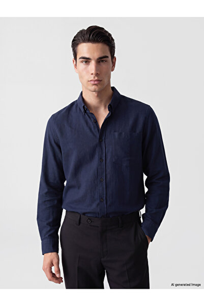 LC Waikiki Peak New Season Indigo Regular Fit Dobby Men's Shirt