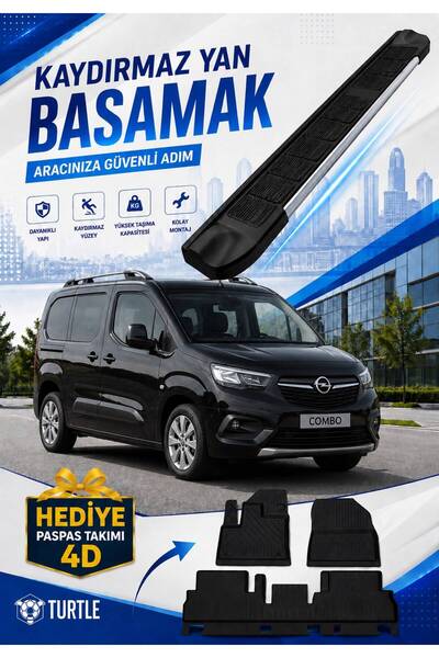 ACK Dizayn Opel Combo E Uyumlu Kaydırmaz Premium Yan Basamak – 4D Paspas Hediyeli