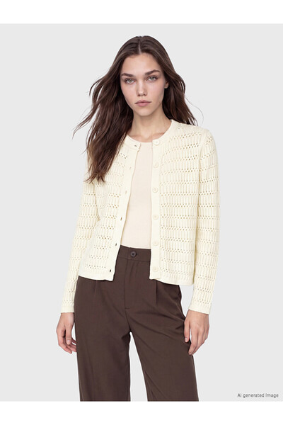 LC Waikiki I Zero Roba Yaka Lace-Like Knit Women's Knitwear Cardigan from Fre...