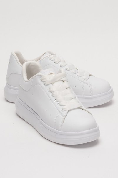 Jagulep Unisex Yüksek Taban Spor Sneaker Ayakkabı BEYAZ