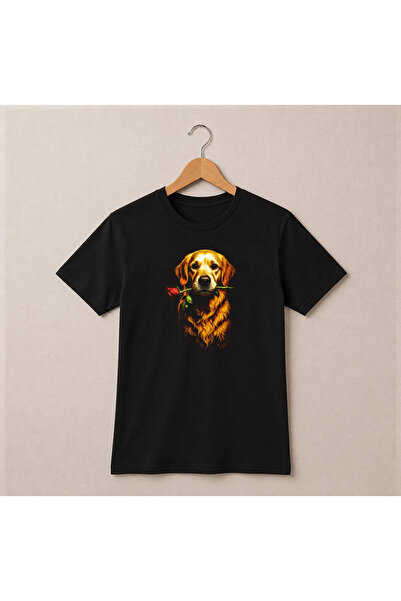 Petgifts Tricou Personalizat "Oversize „Golden Rose" - Bumbac 100% Negru Mari...