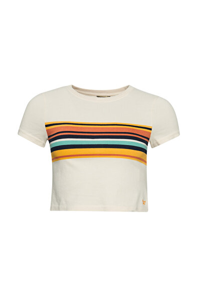SUPERDRY Γυναικείο Κοντομάνικο Vintage Ριγέ Κροπ Μπλουζάκι XS