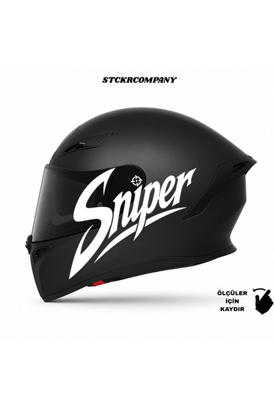 STCKRCO Sniper Kask Sticker - Couple Kask Sticker - Kaligrafik Motosiklet Kas...