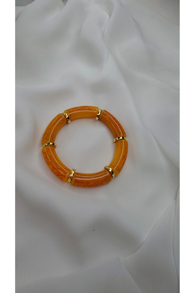 Tarçın Rengi Gold Detaylı Lastikli Bileklik
