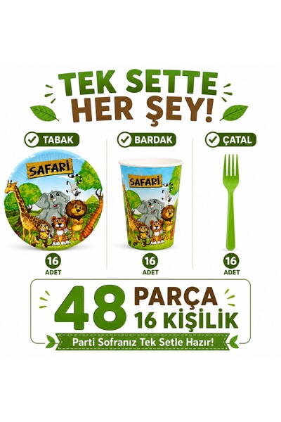 Bkmc Set za rođendansku proslavu sa safari temom | Za 8 i 16 osoba | Set tanj...