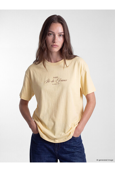 LC Waikiki Lcw Modest Paris Printed Cotton Women's T-Shirt