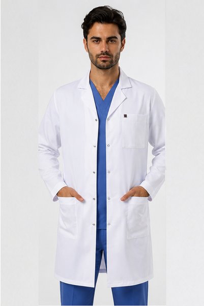 İBA MEDİKAL Erkek Beyaz Klasik Yaka Doktor Hemşire Öğretmen Vizit Uzun Boy Önlük