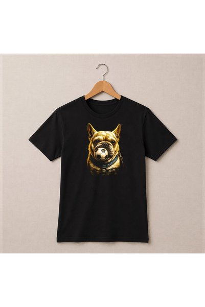 Petgifts Tricou Personalizat "Oversize „Frenchie Football" - Bumbac 100% Negr...