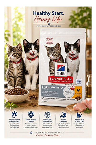 Hill's Sterilized Kitten Dry Food - Chicken Recipe - for Kittens under 1 Year...