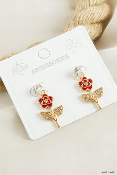 ZERO LAND Spt-Gld Rose Zircon Stone Enamel (152343) Earrings Yellow