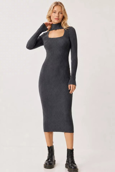 TOZLU Rochie din tricotaje Lycra pentru femei Gülseli, cu fereastră frontală