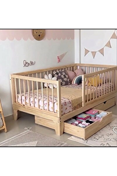 tarımarwoodhome Çekmeceli Montessori karyola masif ahşap
