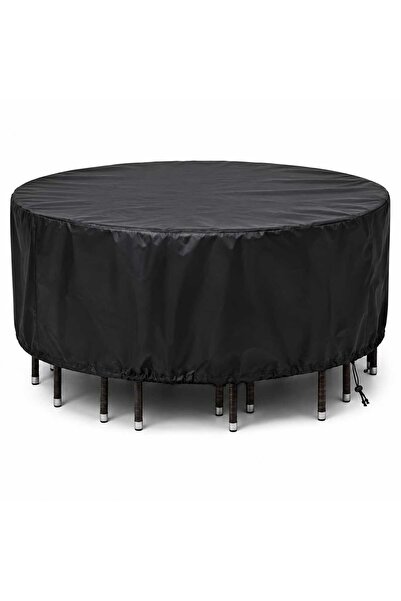 Magiclady 230 X 90 Yuvarlak Bahçe Masa Sandalye Takımı Koruma Örtüsü Siyah Su...