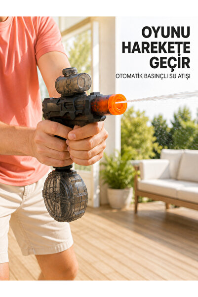 teknodayım Şarj Edilebilir Su Tabancası Büyük Hazneli Otomatik Atışlı 8-12 Me...