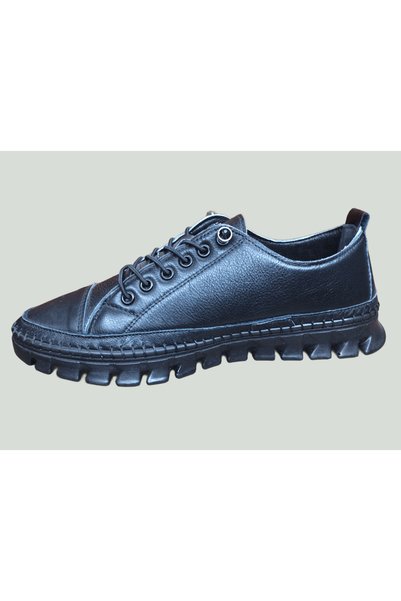 OrtopedikAL 2010 Womenly Style Black Women's Casual Shoes %100 Genuine Leather Elastic Soft