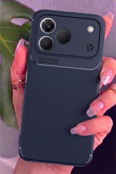 Rivor Tecno Spark 50 4G Uyumlu Kılıf Kamera Korumalı Darbe Emici Karbon Desen...